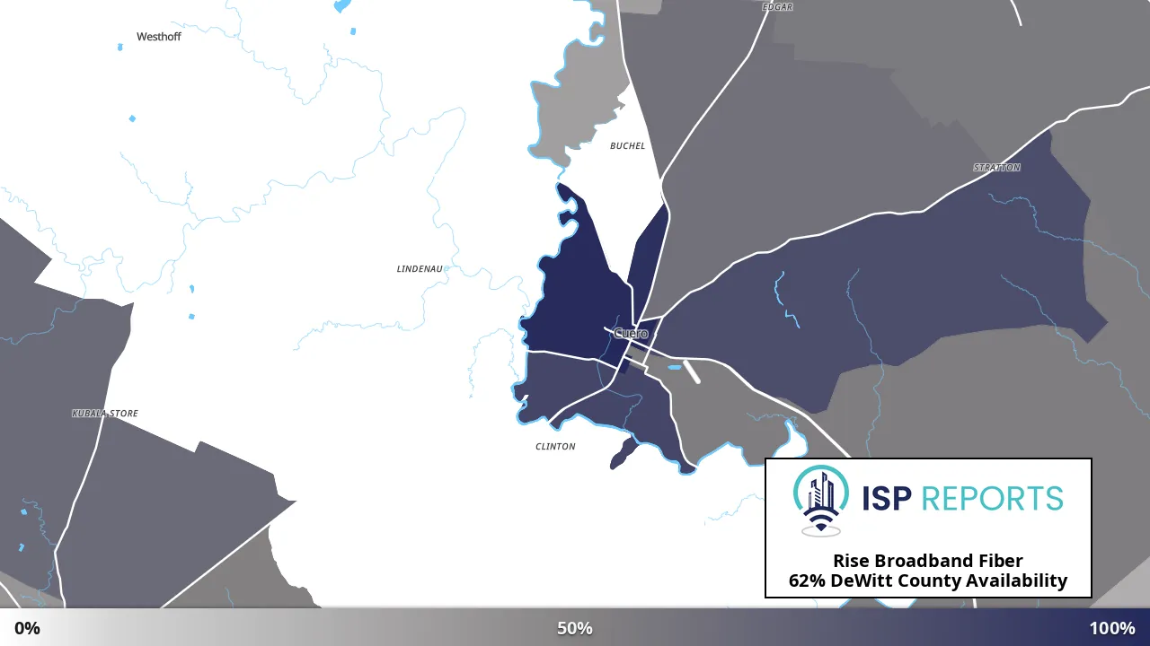 DeWitt County, TX map of internet availability