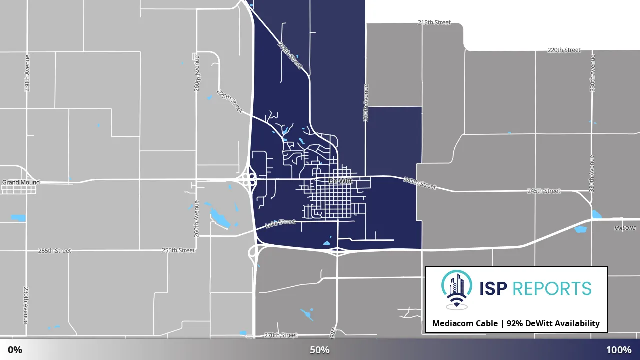 DeWitt, IA map of internet availability