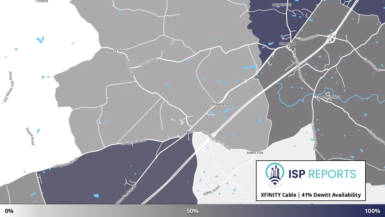 Dewitt, VA map of internet availability