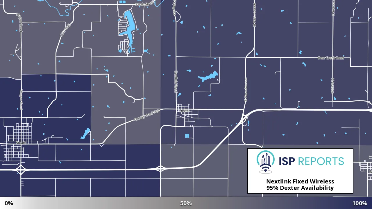 Dexter, IA map of internet availability