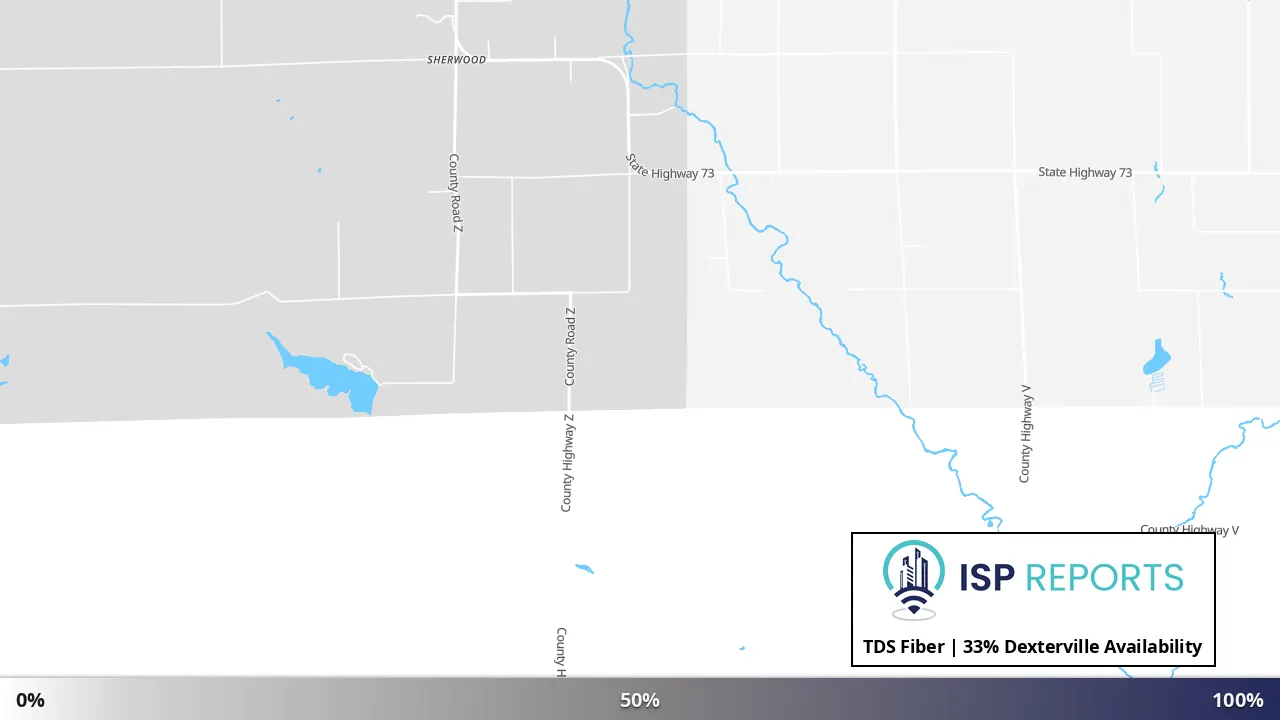 Dexterville, WI map of internet availability