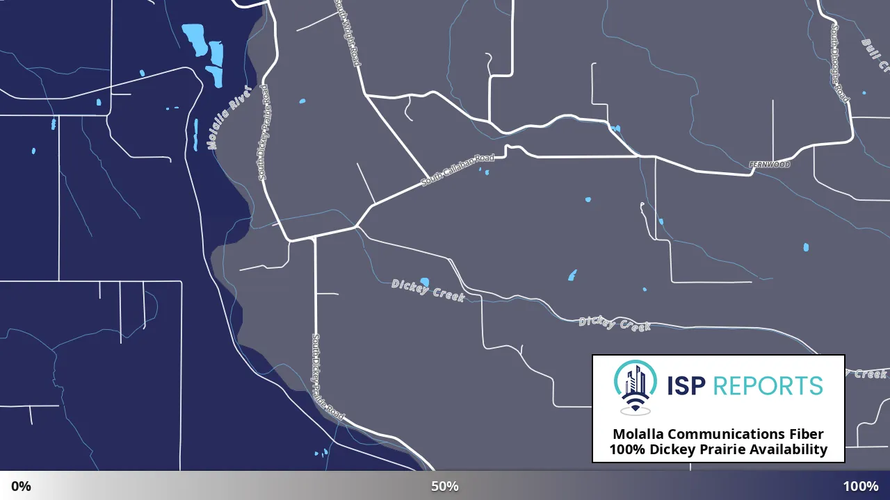 Dickey Prairie, OR map of internet availability
