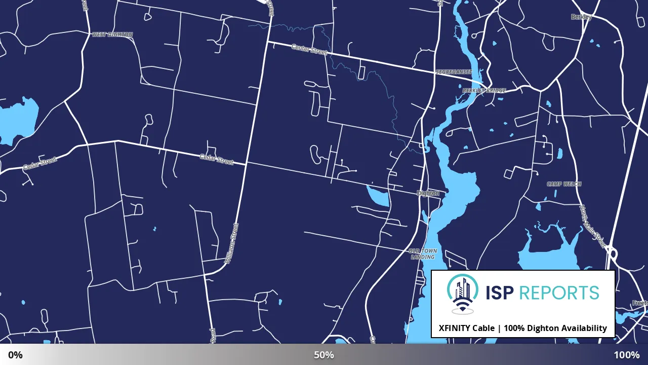 Dighton, MA map of internet availability