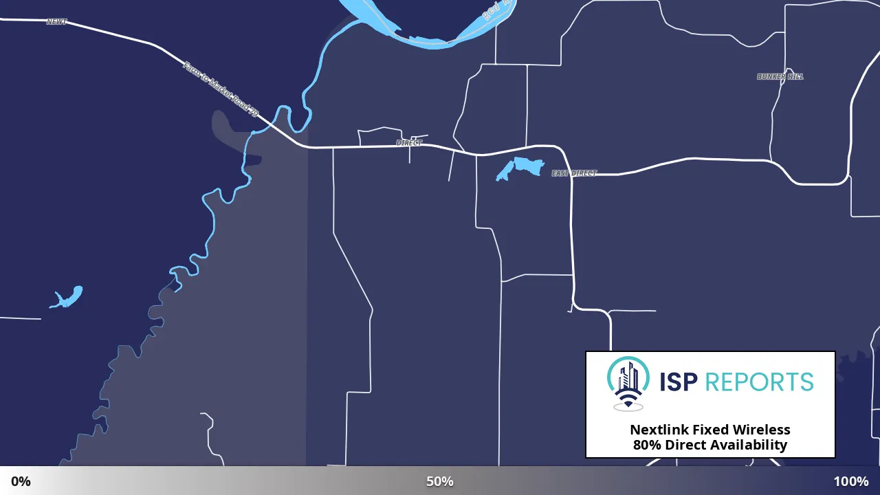 Direct, TX map of internet availability