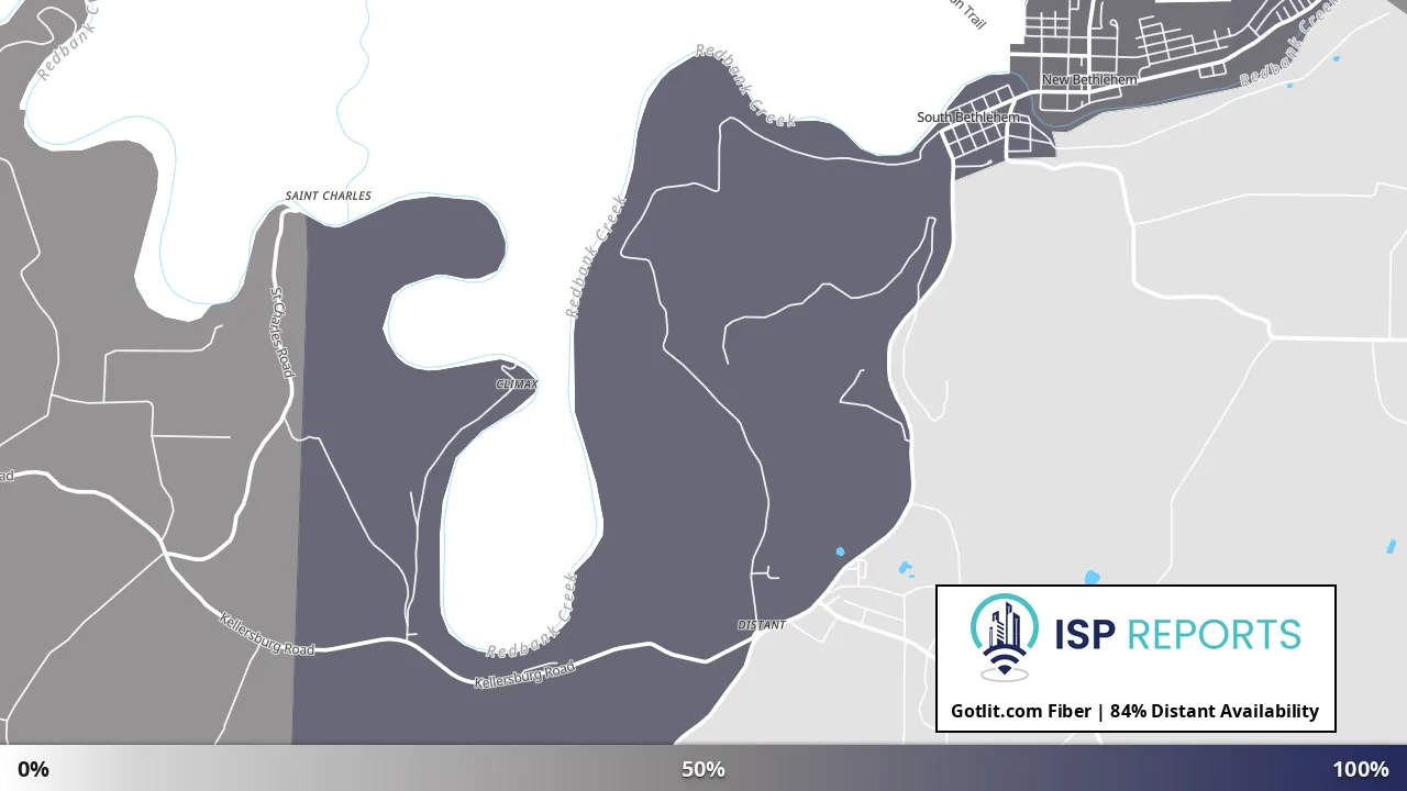 Distant, PA map of internet availability