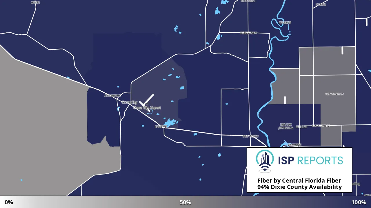 Dixie County, FL map of internet availability