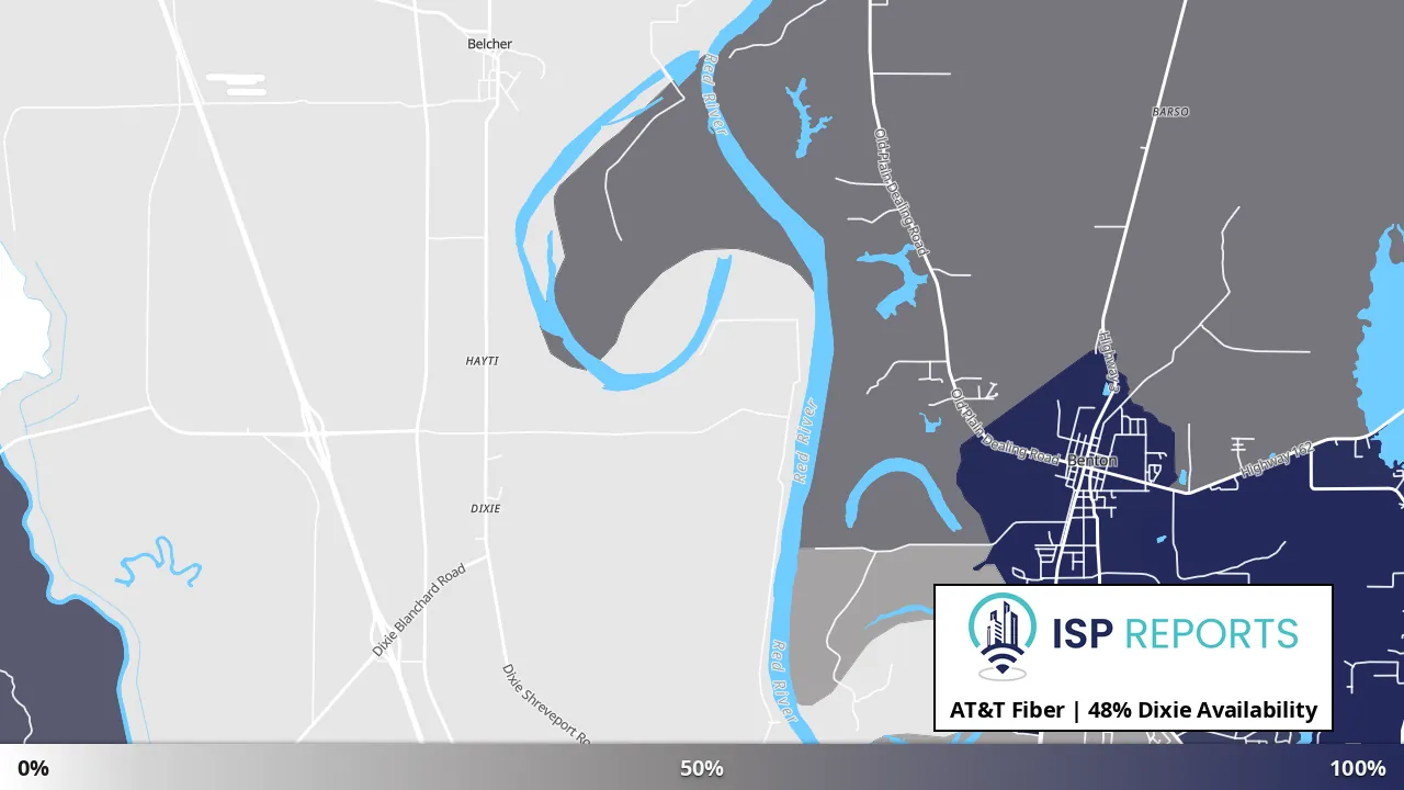 Dixie, LA map of internet availability