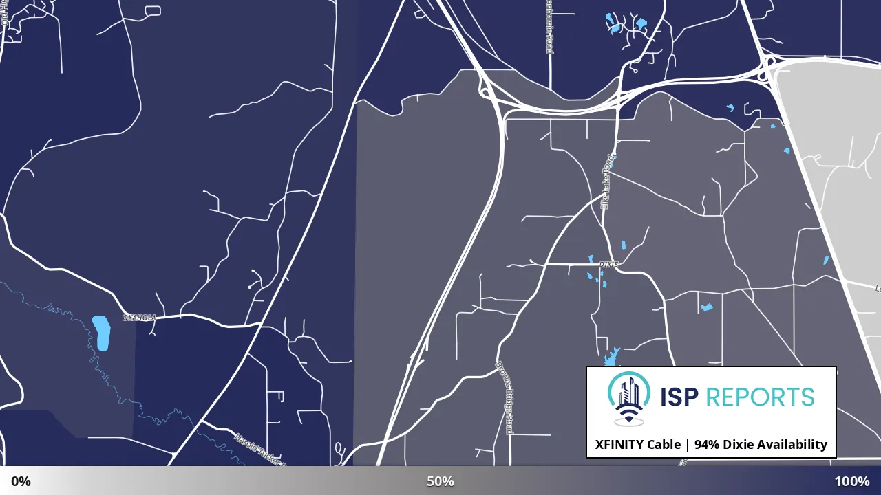 Dixie, MS map of internet availability