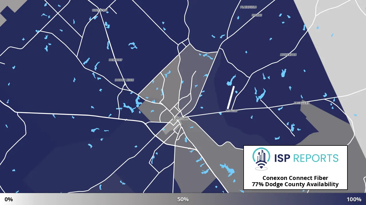 Dodge County, GA map of internet availability