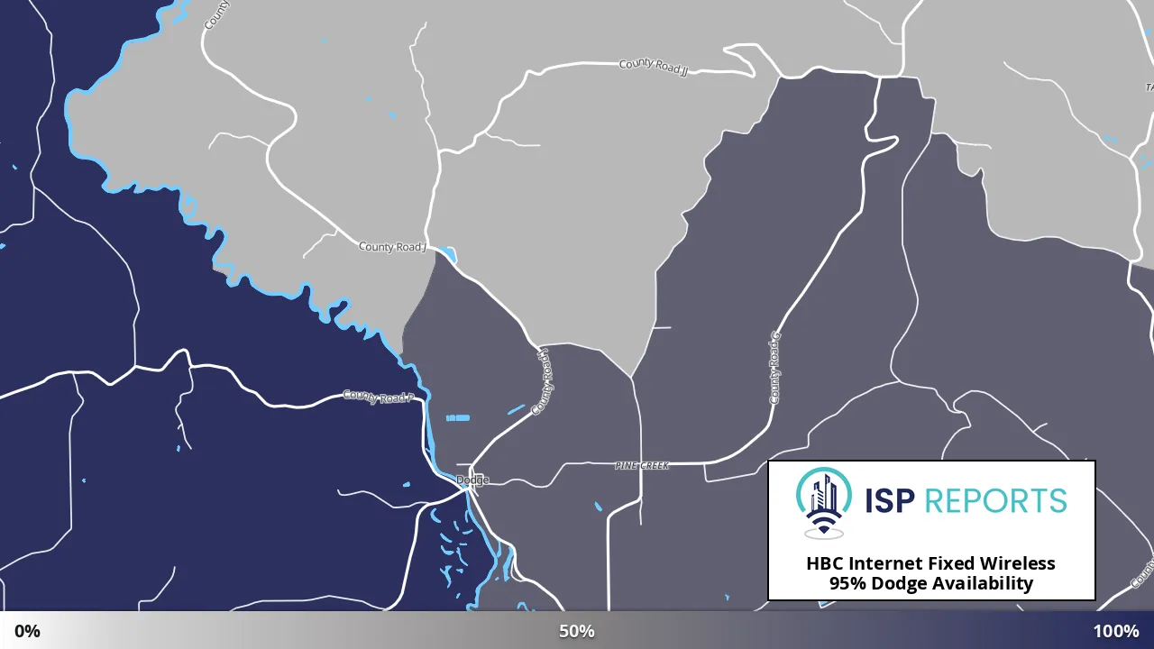 Dodge, WI map of internet availability