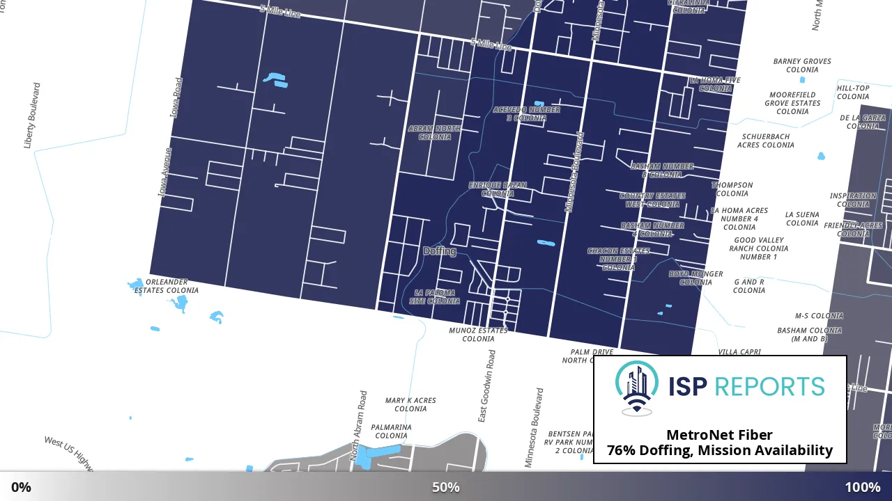 Doffing, Mission, TX map of internet availability
