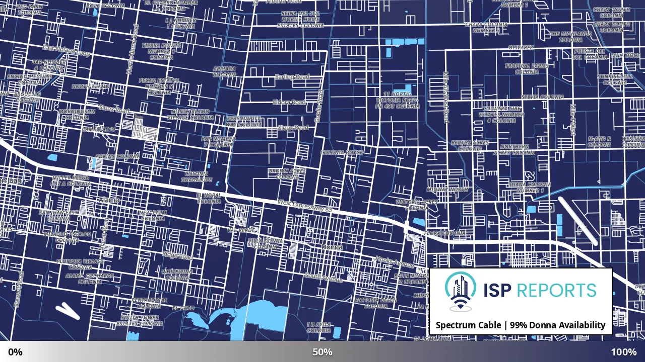 Donna, TX map of internet availability