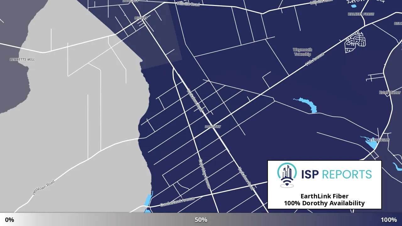 Dorothy, NJ map of internet availability