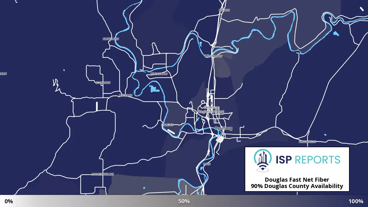 Douglas County, OR map of internet availability