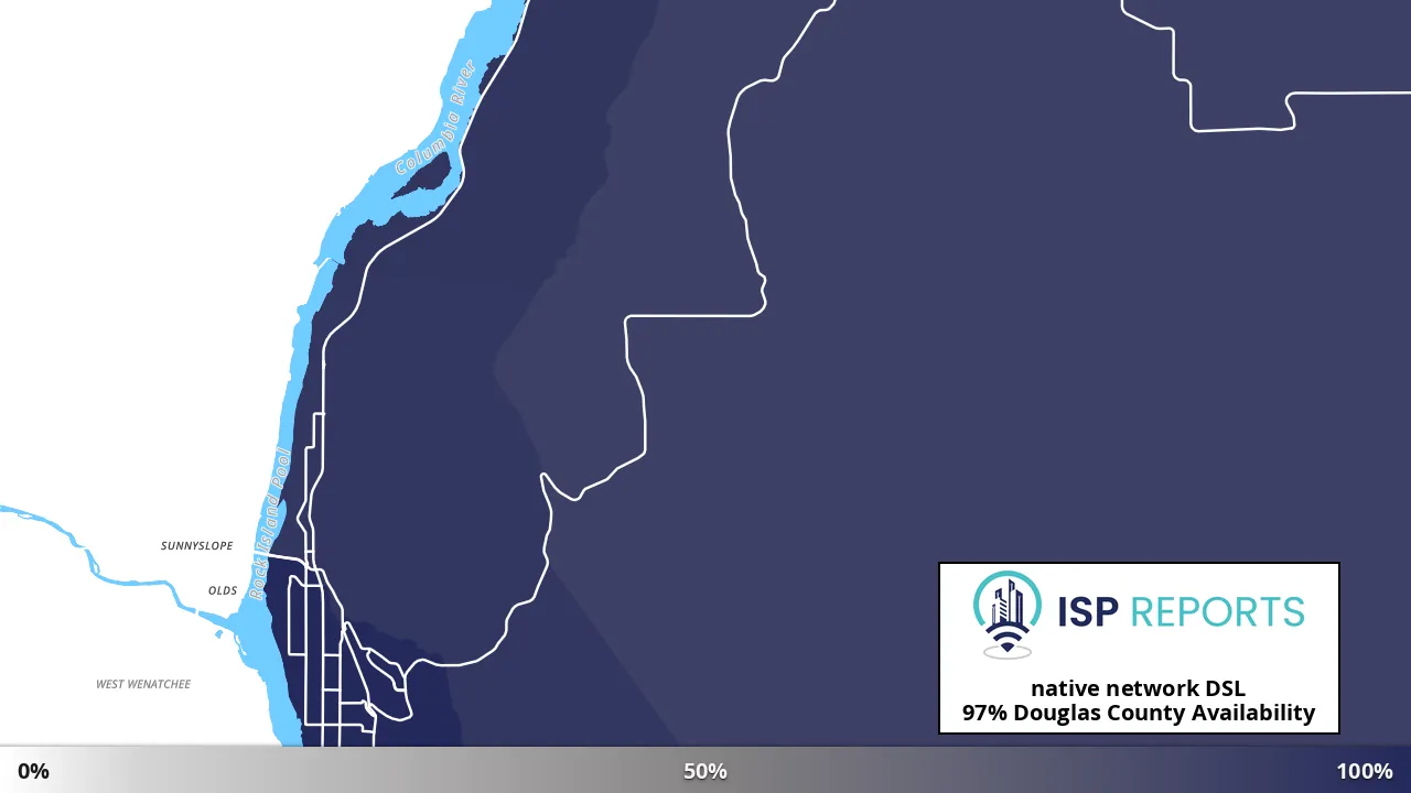 Douglas County, WA map of internet availability