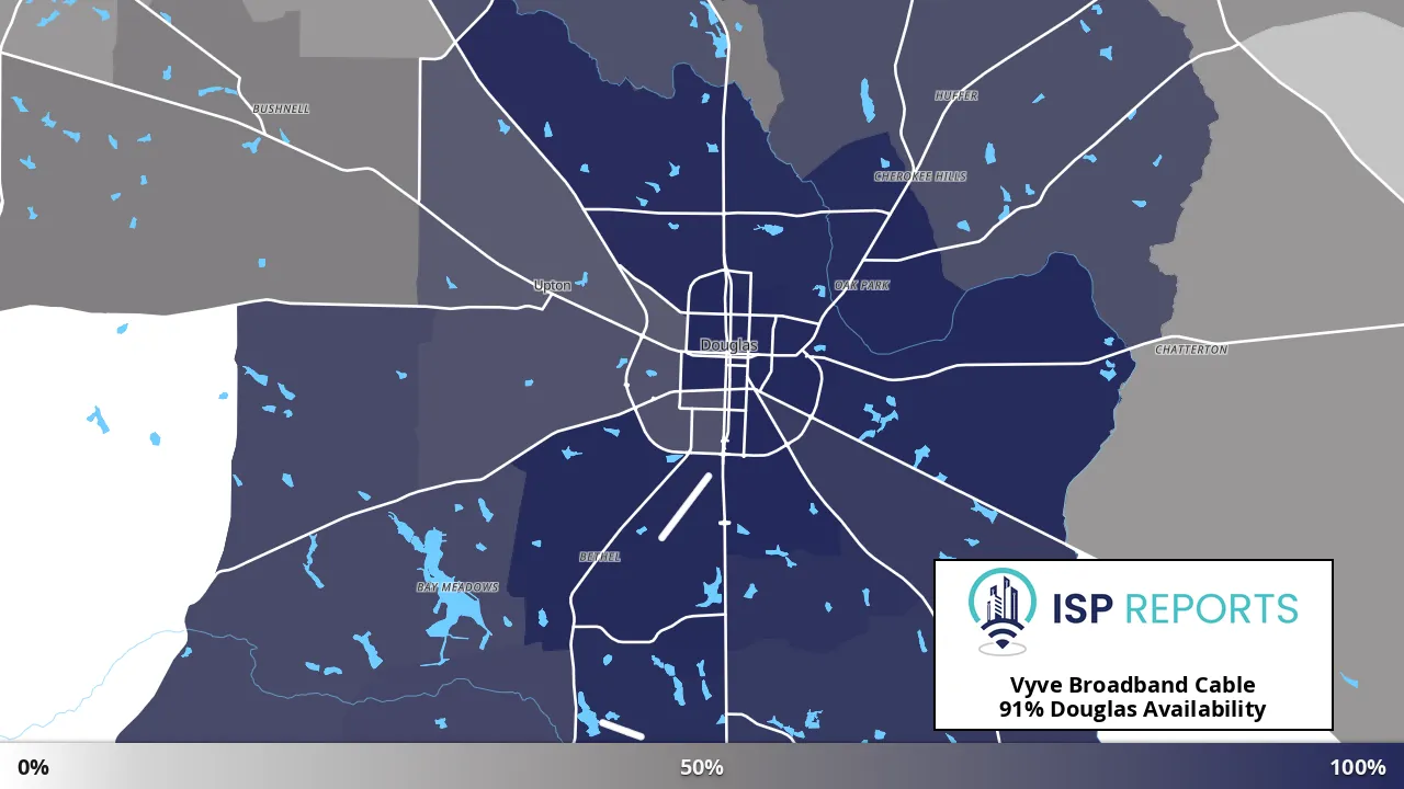 Douglas, GA map of internet availability