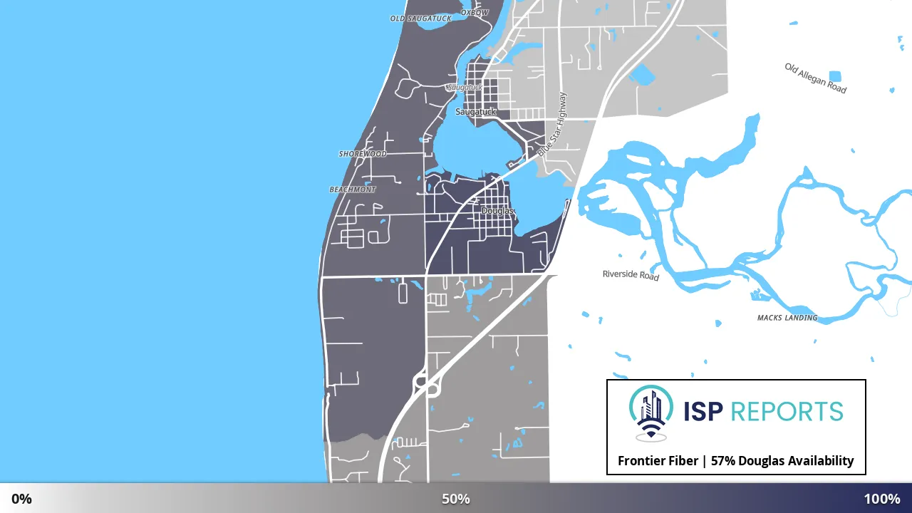 Douglas, MI map of internet availability