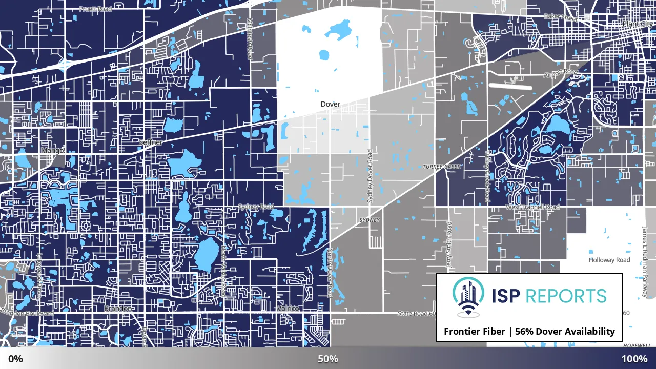 Dover, FL map of internet availability