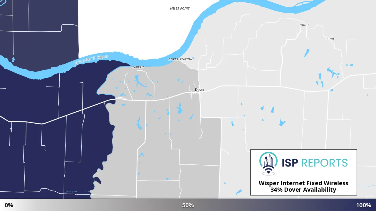 Dover, MO map of internet availability