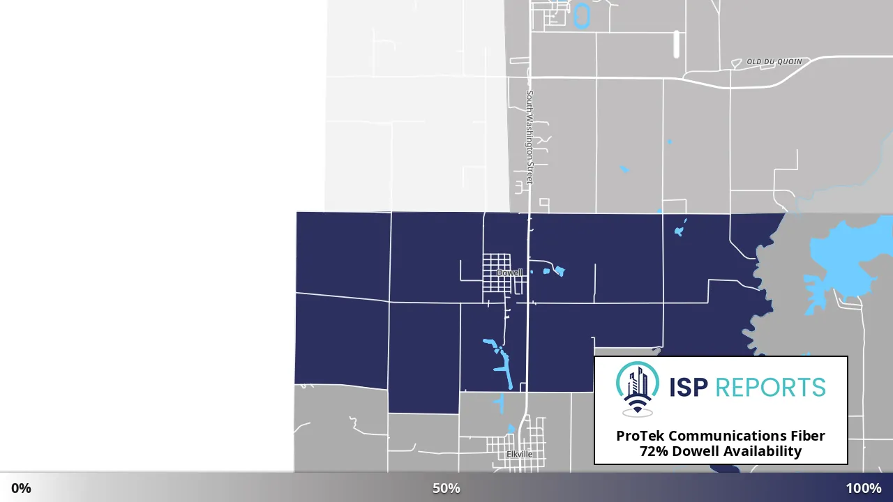 Dowell, IL map of internet availability
