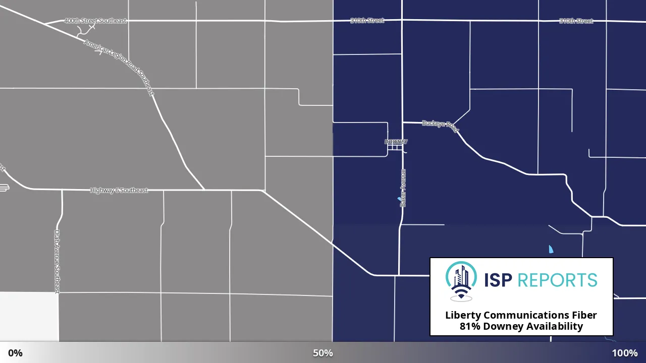 Downey, IA map of internet availability