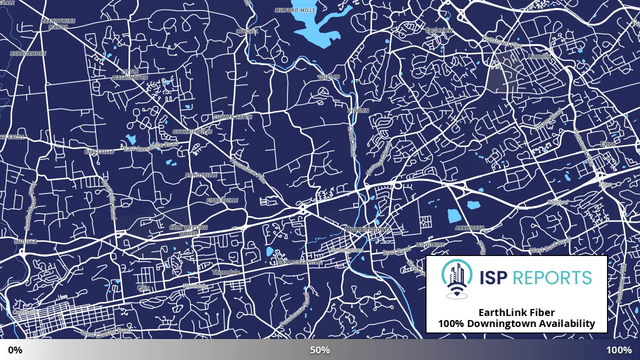 Downingtown, PA map of internet availability