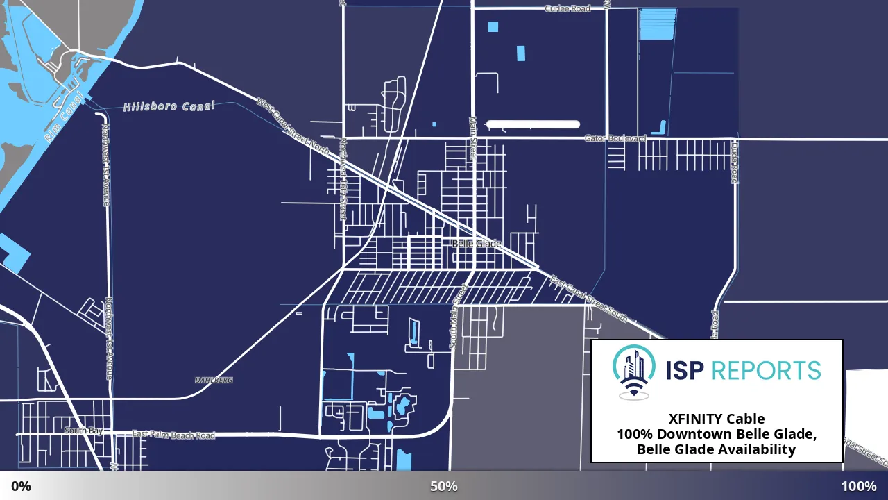 Downtown Belle Glade, Belle Glade, FL map of internet availability