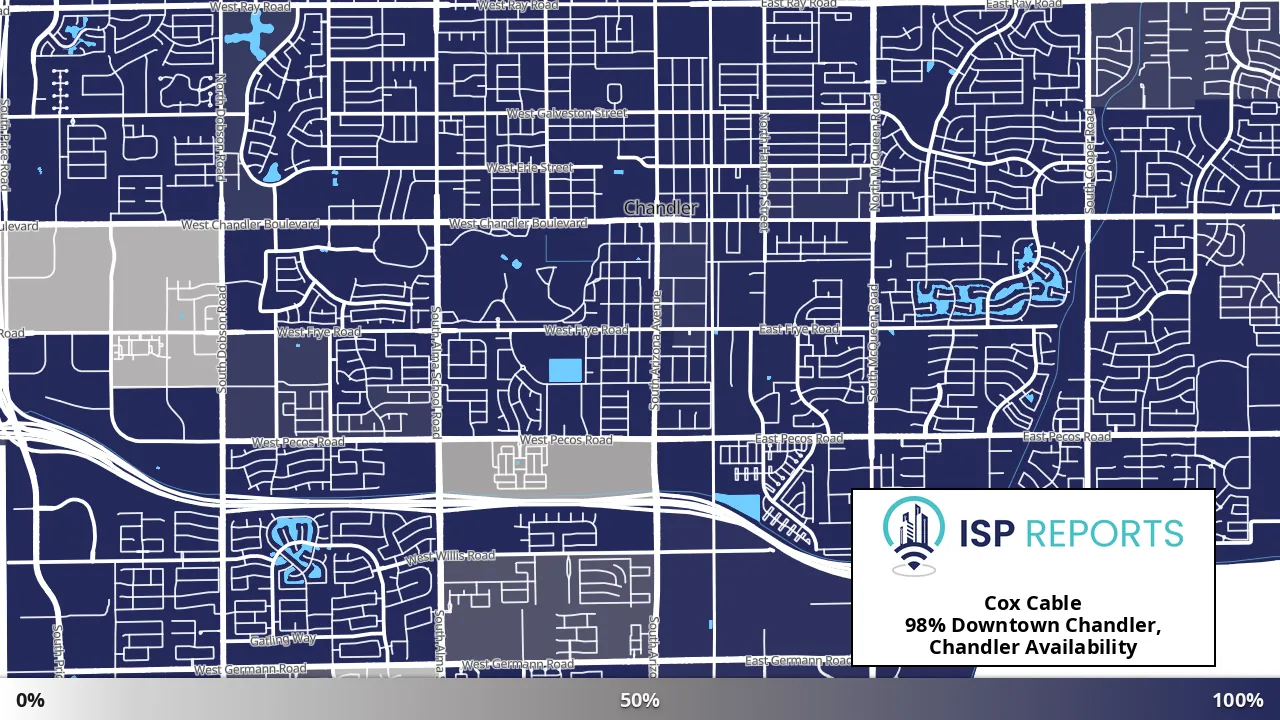 Downtown Chandler, Chandler, AZ map of internet availability