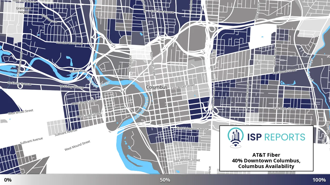Downtown Columbus, Columbus, OH map of internet availability