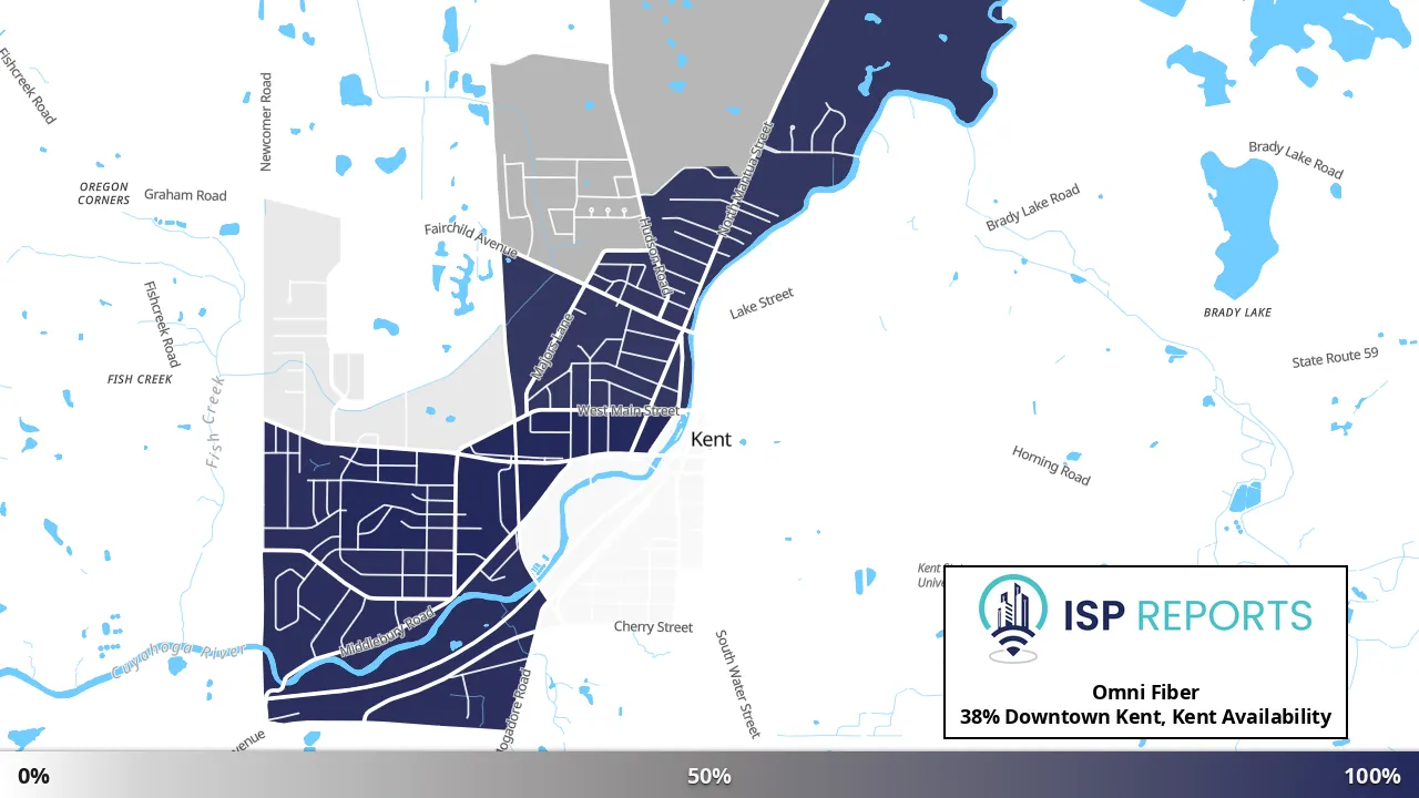 Downtown Kent, Kent, OH map of internet availability