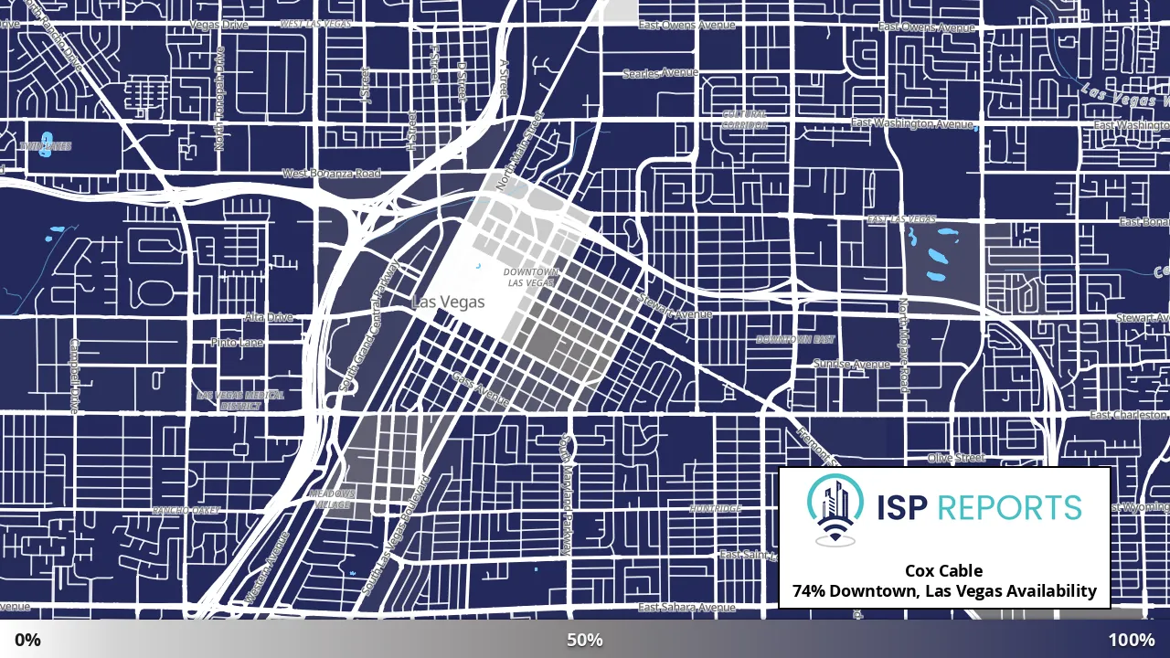 Downtown, Las Vegas, NV map of internet availability