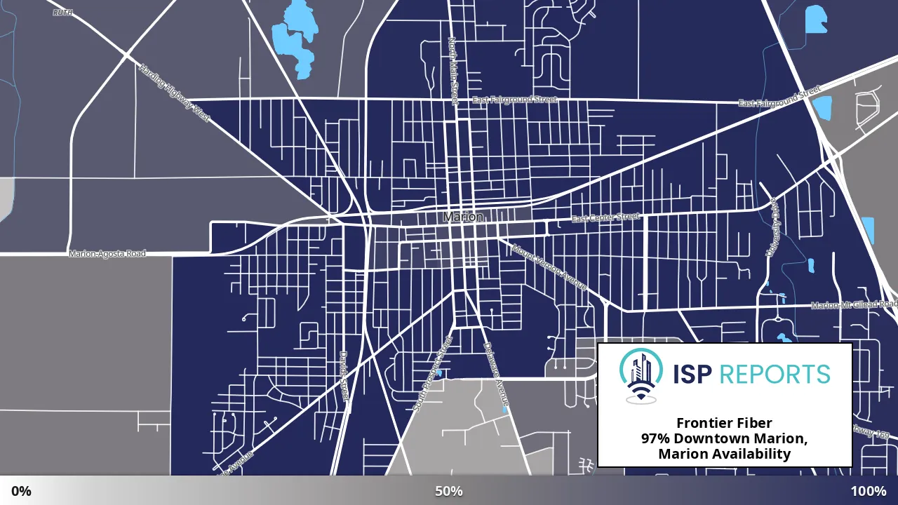 Downtown Marion, Marion, OH map of internet availability
