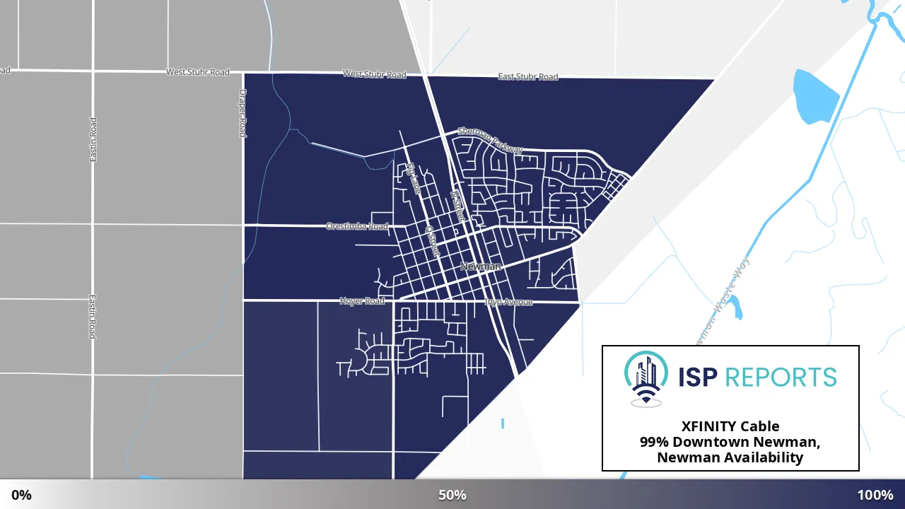 Downtown Newman, Newman, CA map of internet availability