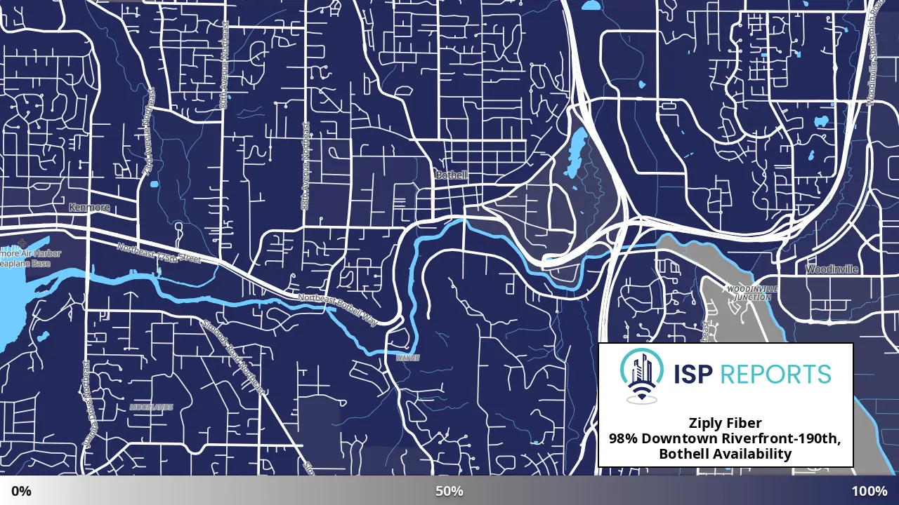 Downtown Riverfront-190th, Bothell, WA map of internet availability