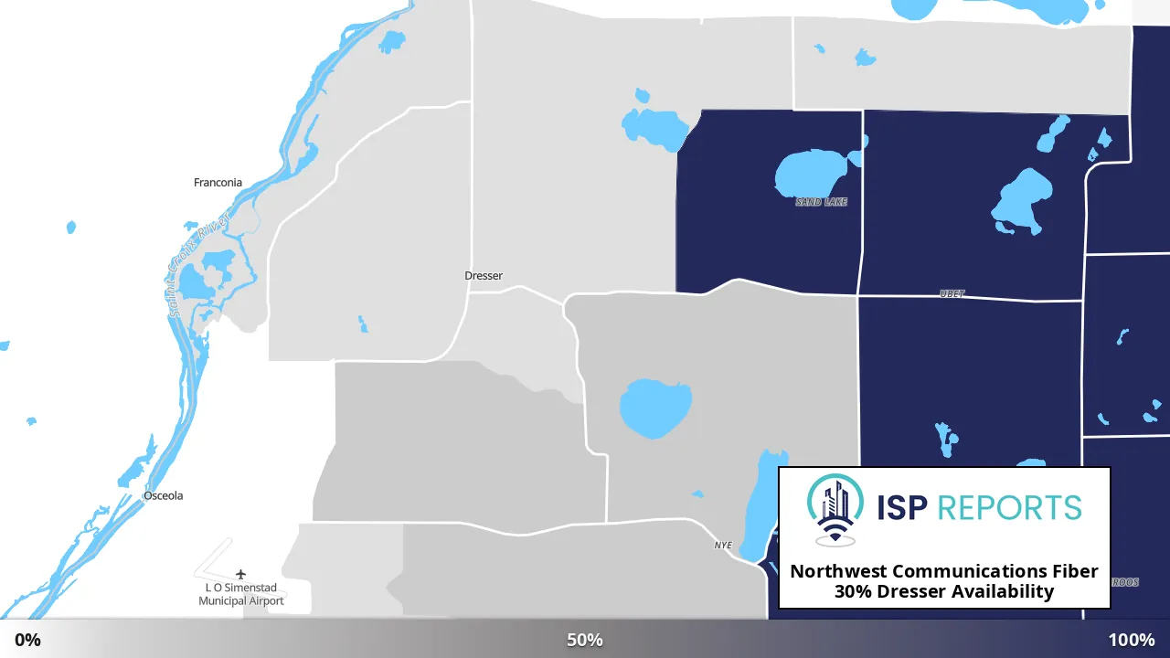Dresser, WI map of internet availability
