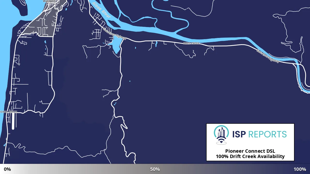 Drift Creek, OR map of internet availability