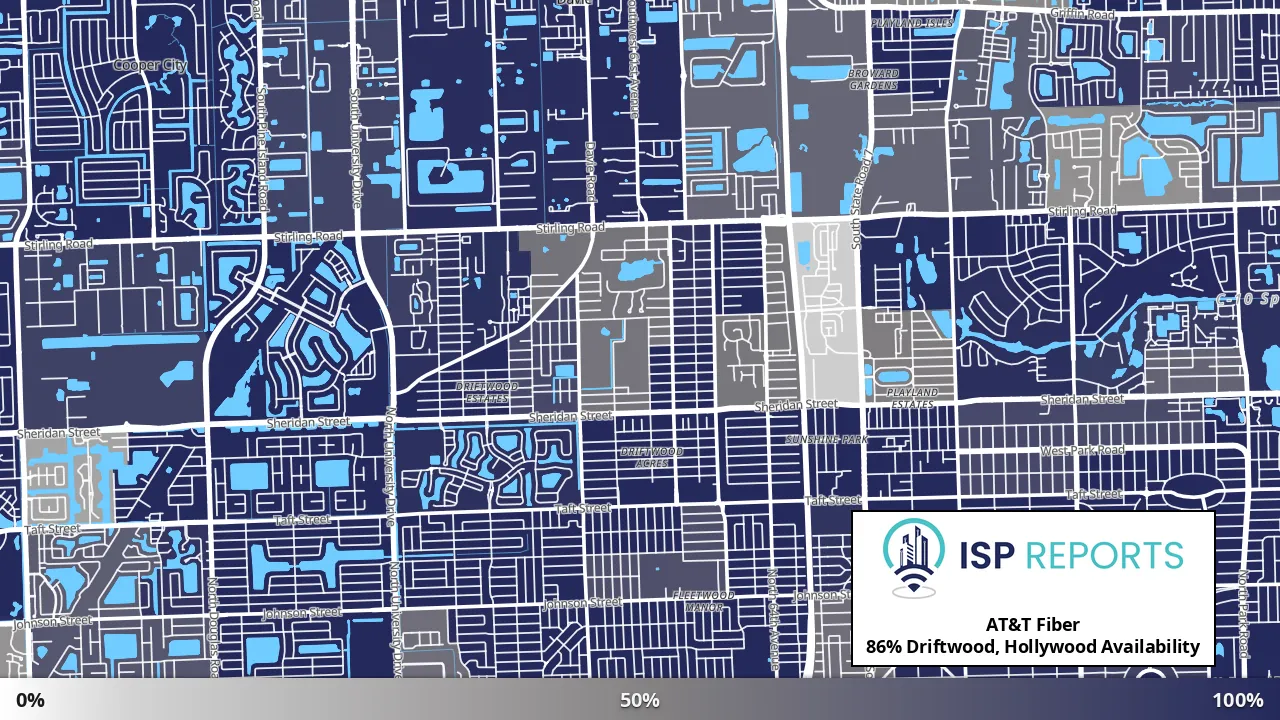 Driftwood, Hollywood, FL map of internet availability