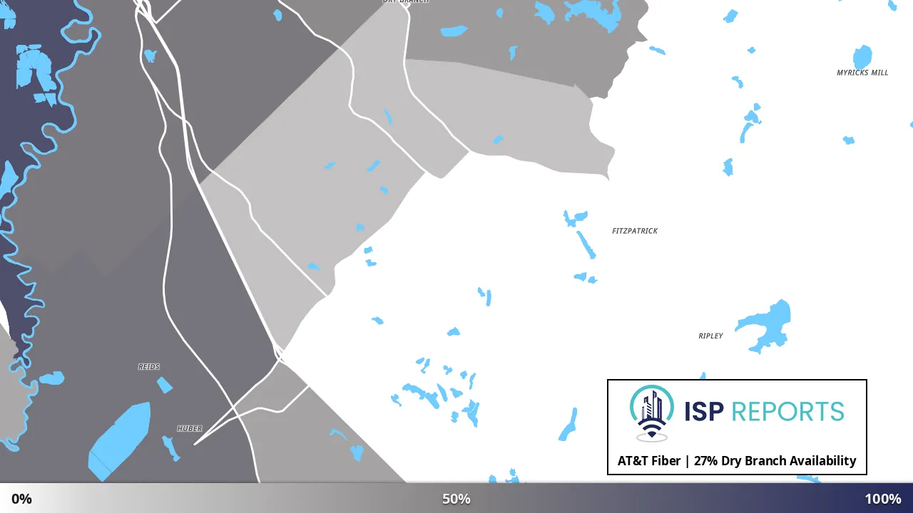 Dry Branch, GA map of internet availability