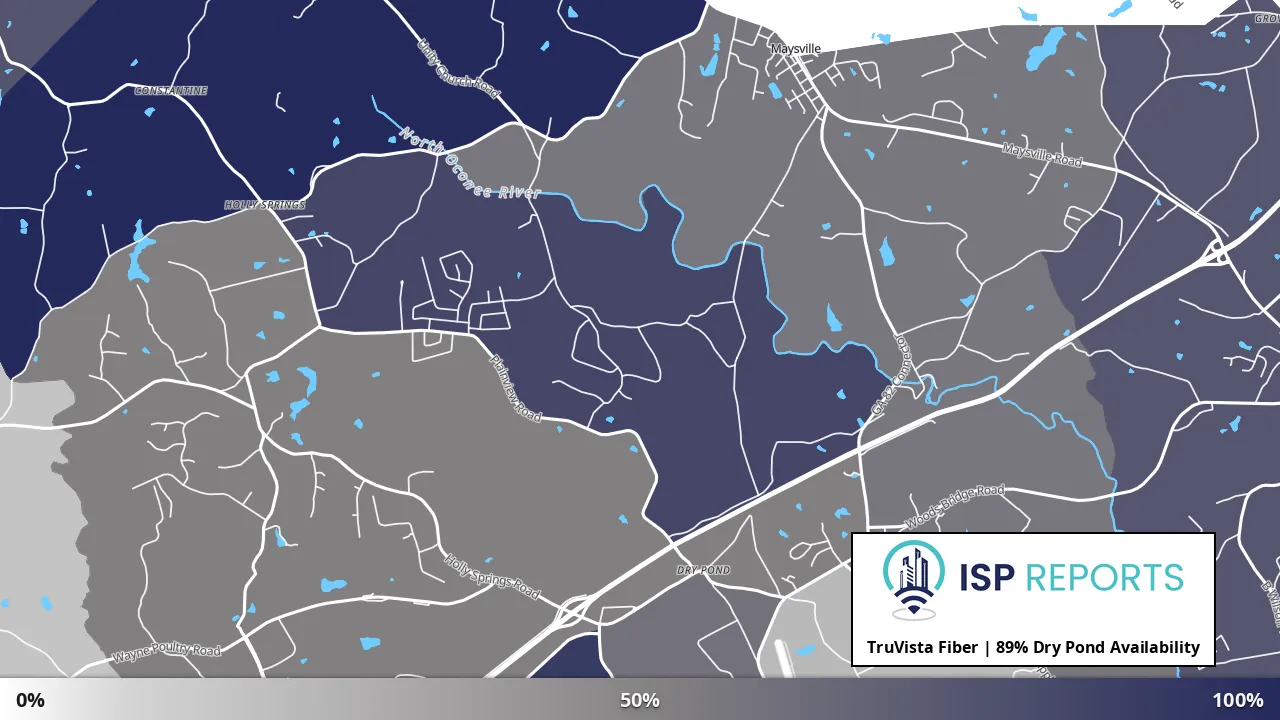 Dry Pond, GA map of internet availability