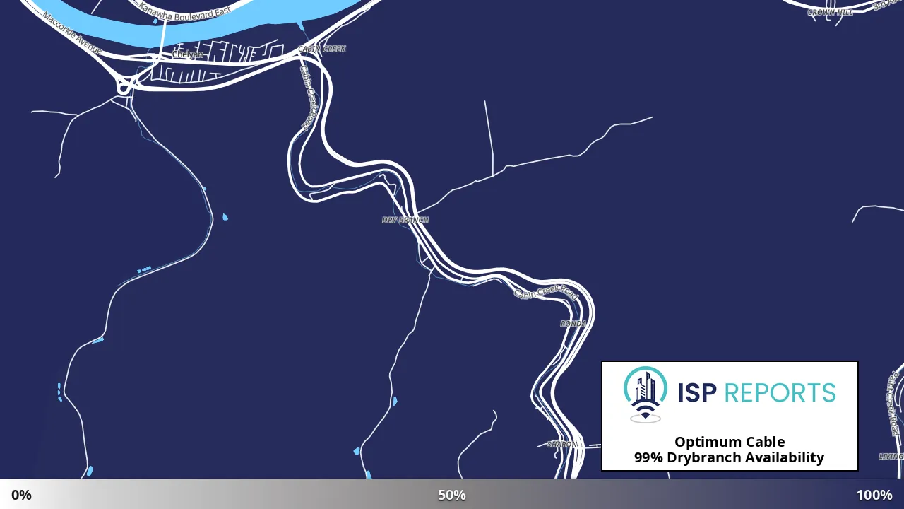 Drybranch, WV map of internet availability