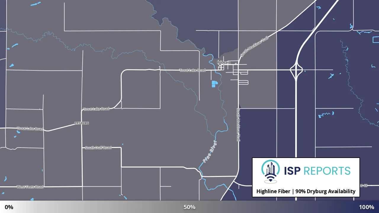 Dryburg, MI map of internet availability