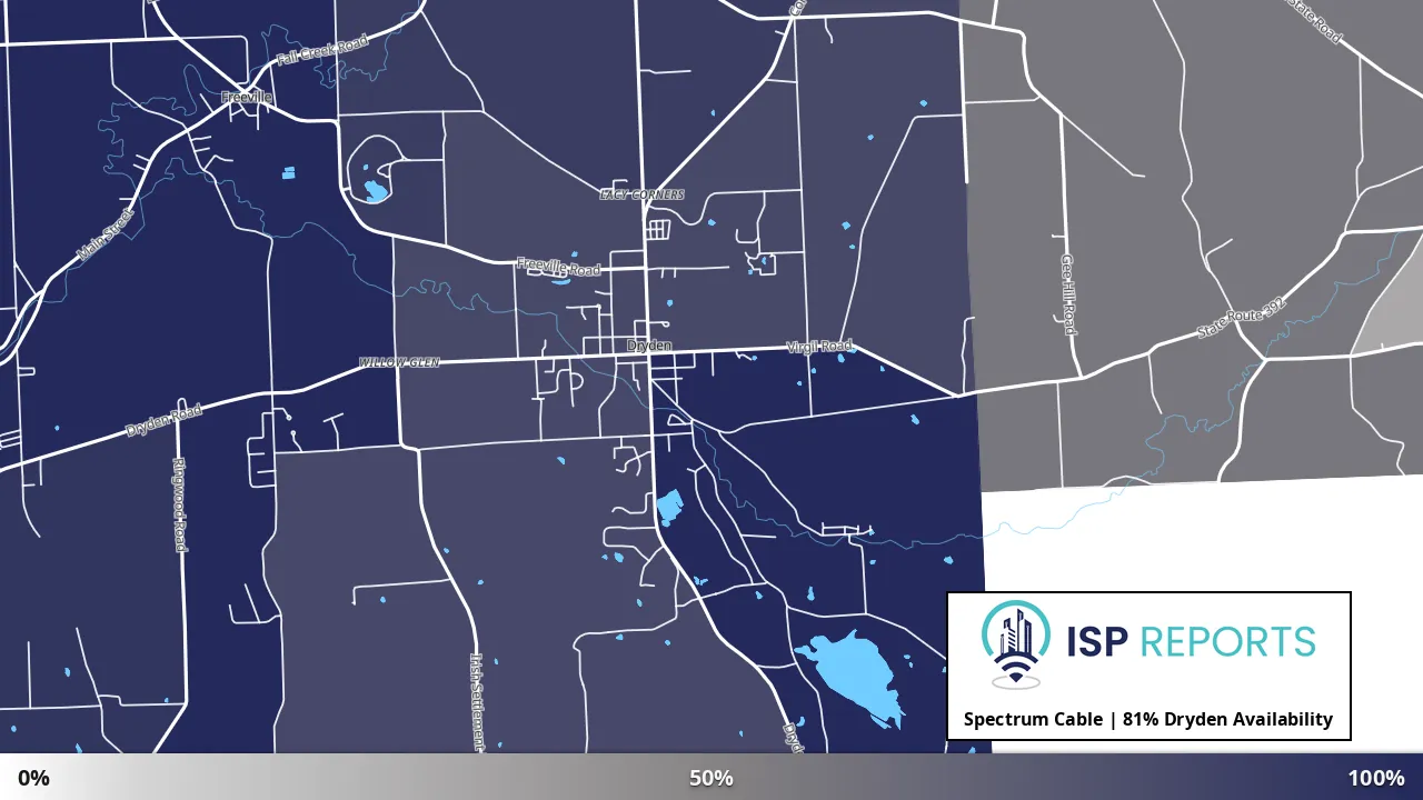 Dryden, NY map of internet availability