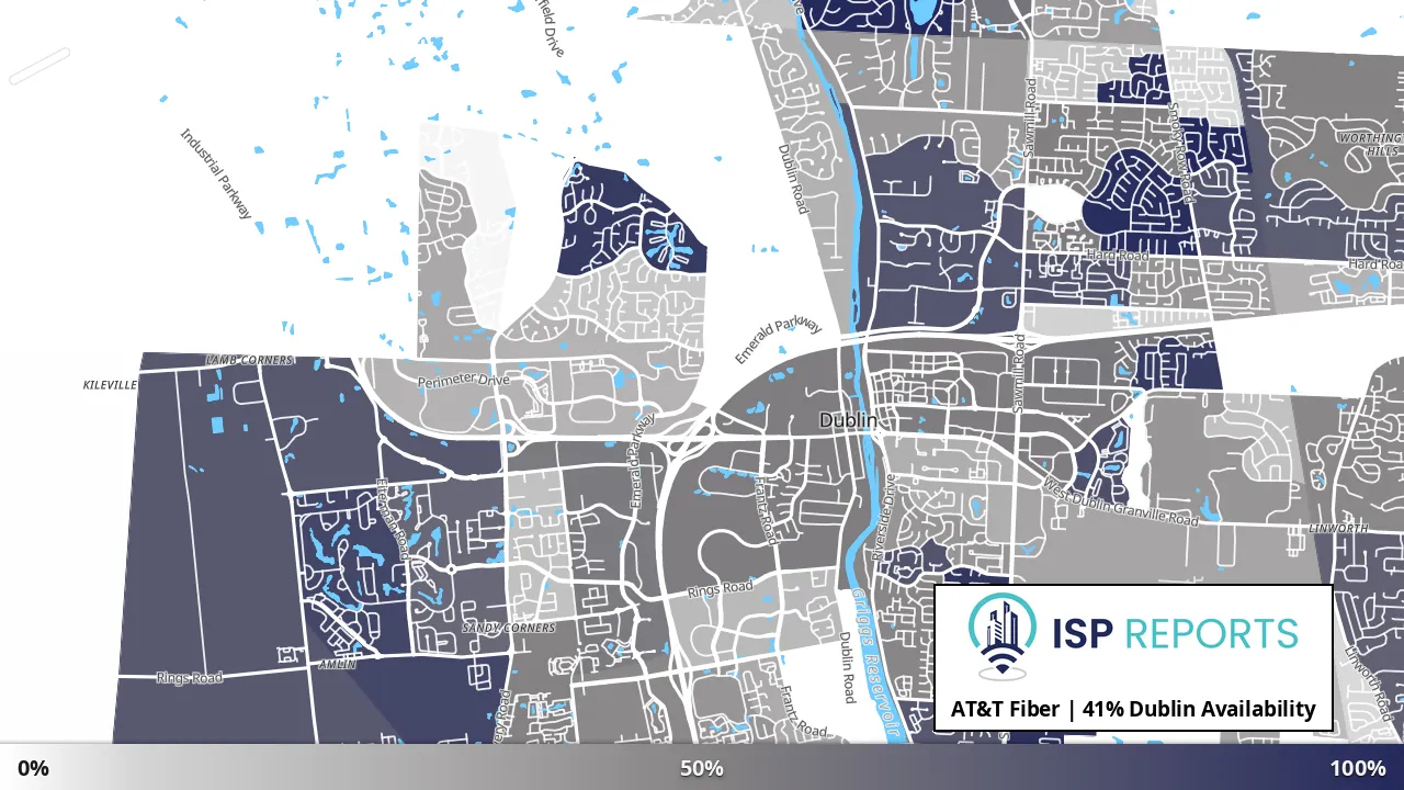 Dublin, OH map of internet availability