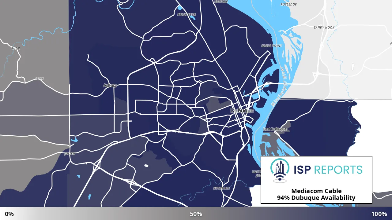 Dubuque, IA map of internet availability