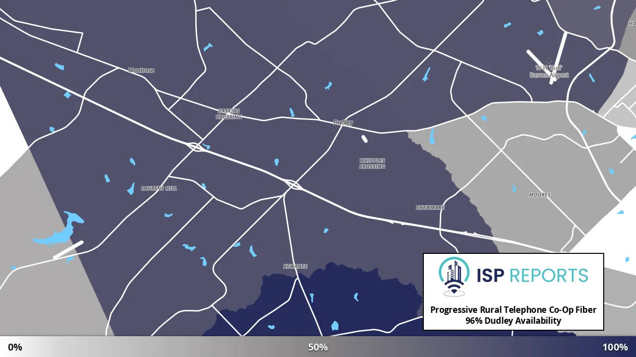 Dudley, GA map of internet availability