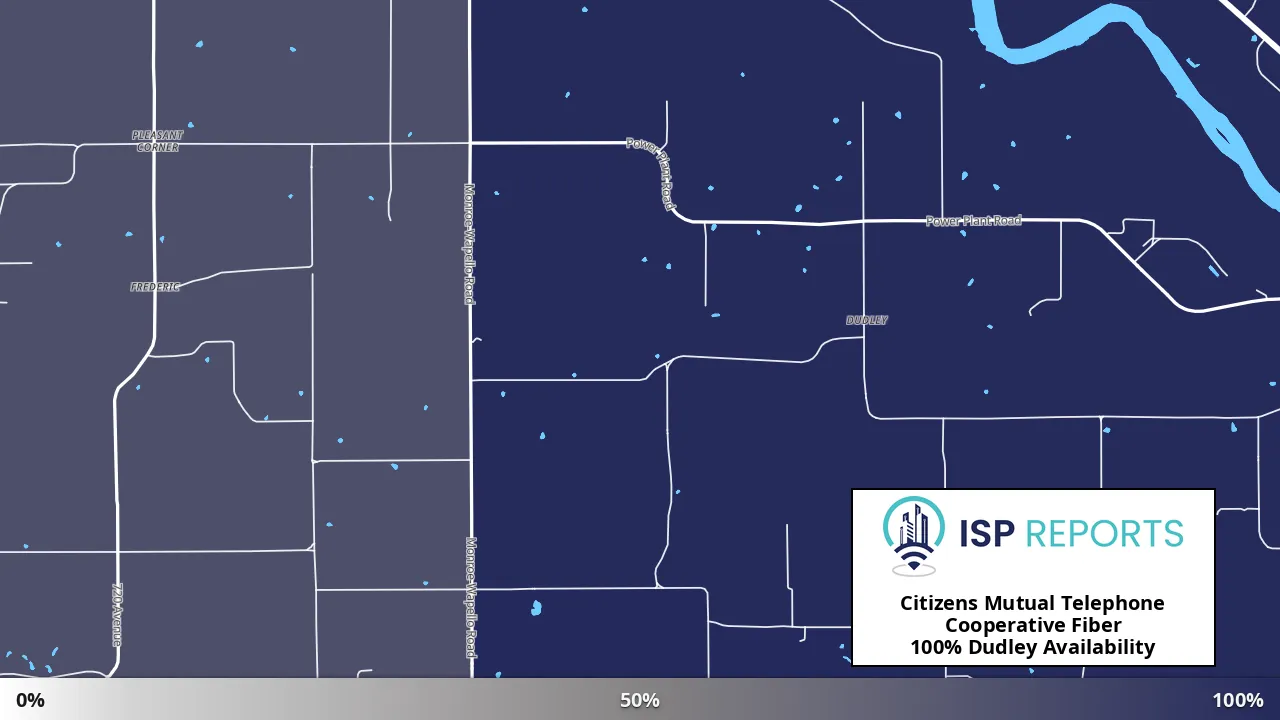 Dudley, IA map of internet availability