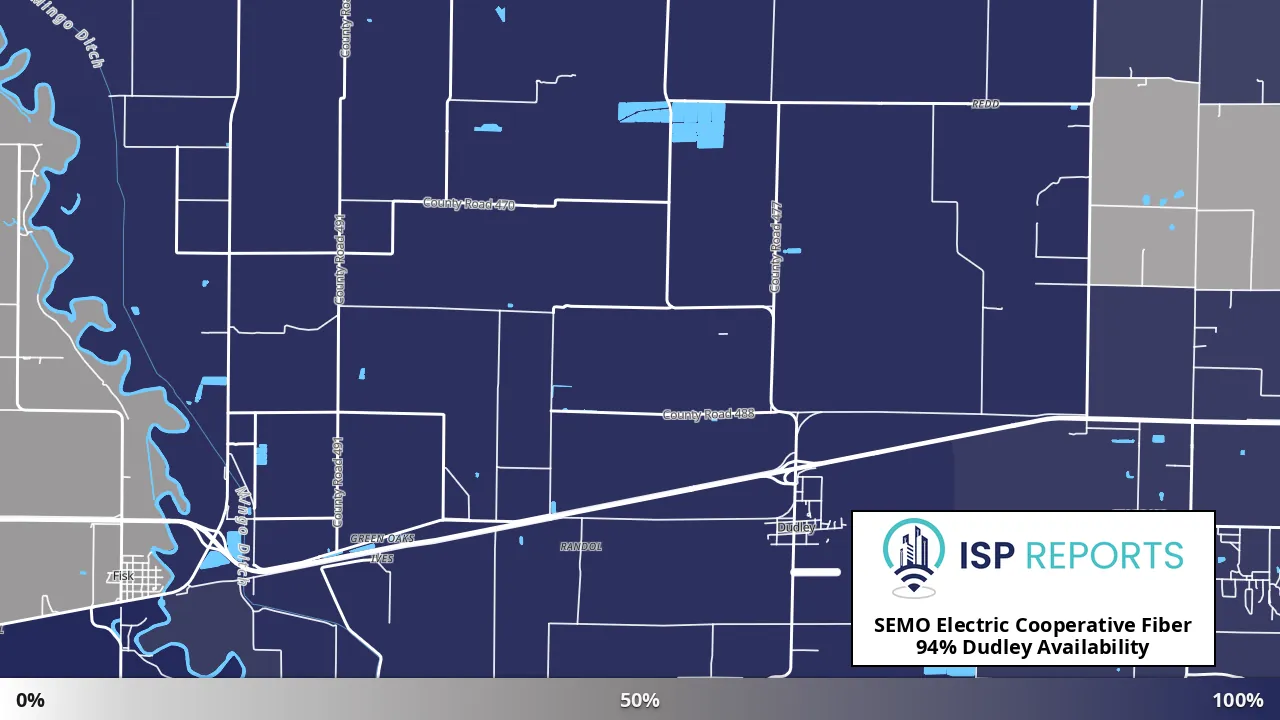 Dudley, MO map of internet availability