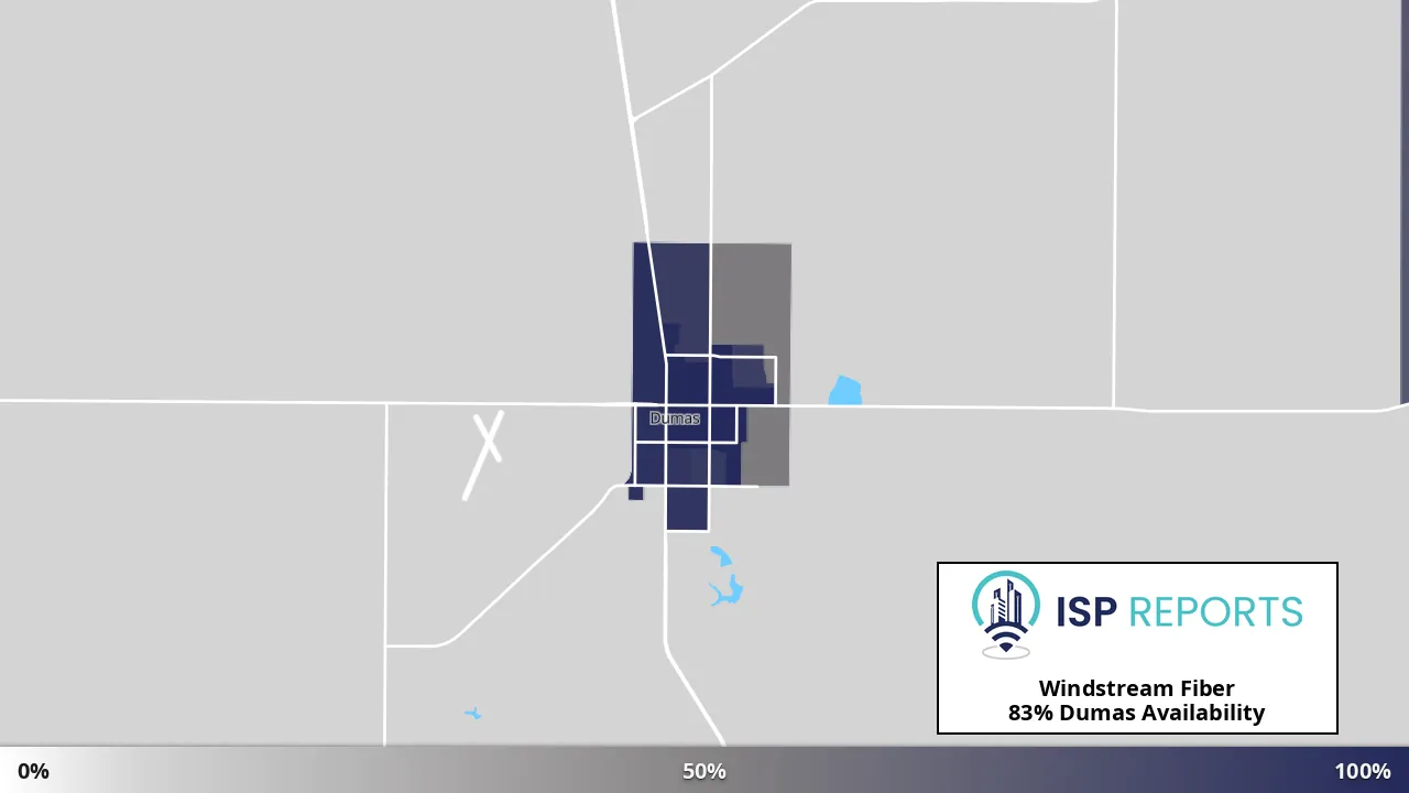 Dumas, TX map of internet availability