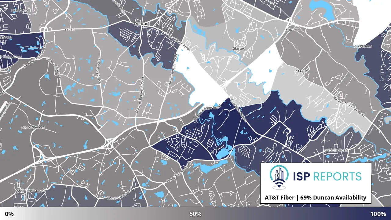 Duncan, SC map of internet availability