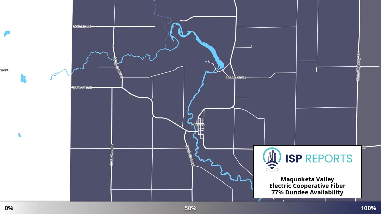 Dundee, IA map of internet availability